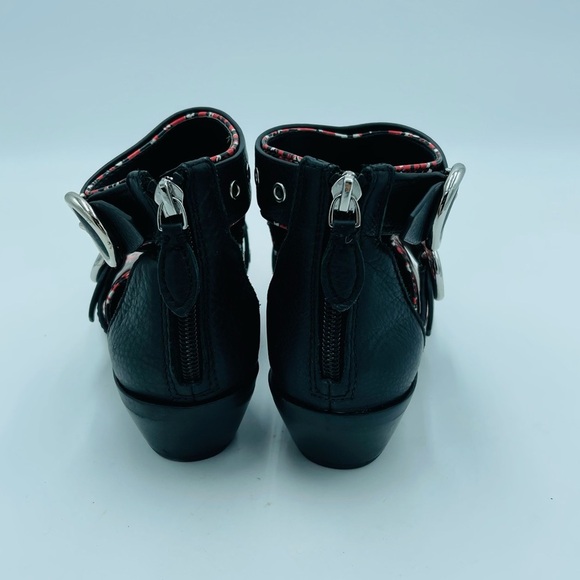 Rebecca Minkoff Kianna Cut Out Red Floral Double Buckle Ankle Boots - Picture 3 of 9